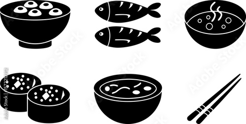 set of vector images of japanese food  sushi  fish.eps