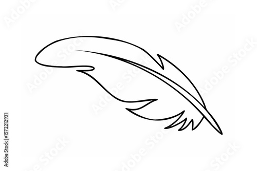 Elegant black feather outline quill writing