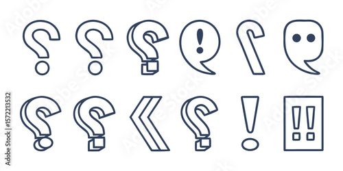 A clean and modern icon set featuring essential punctuation marks