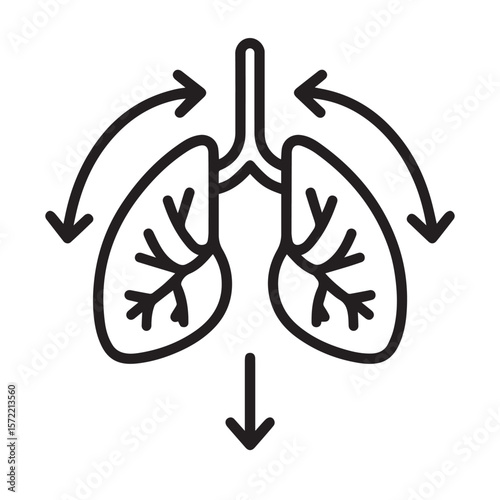 "Illustration of Lungs with Airflow Direction Diagram"