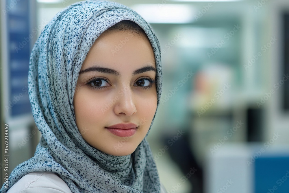 Beauty Muslim woman in hijab working in the office, Generative AI Beauty Muslim woman in hijab working in the office, Generative AI