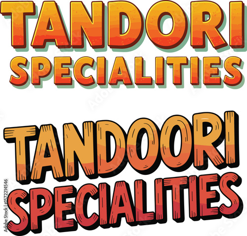 Bold 3D Tandoori Specialties Typography Vector Art Bundle for Indian Cuisine Branding and Restaurant Menu Design
