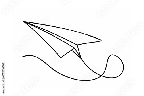 Paper airplane soaring with trailing line flight origami