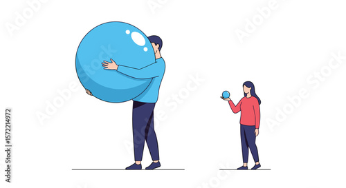 Illustrating the stark contrast in individual efforts and their perceived impact in a collective endeavor or societal challenge