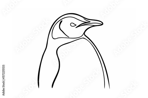 Minimalist black outline of a penguin head and body