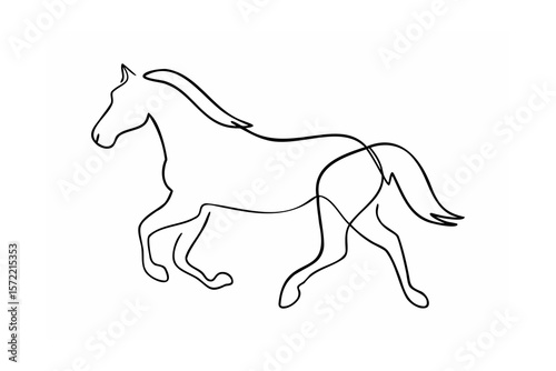 Elegant horse running with flowing mane and tail animal