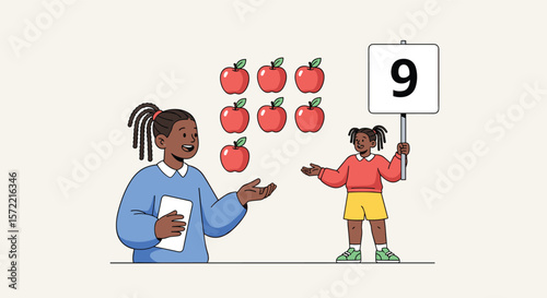 Learning about counting and numbers together with kids discovering the joy of mathematics in a fun educational activity