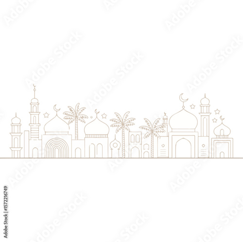Ramadan kareem islamic mosque eid mubarak background illustration for religious muslim holiday design