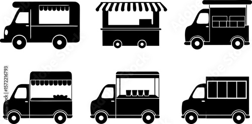 street food truck line icon  trade van  mobile caf.eps