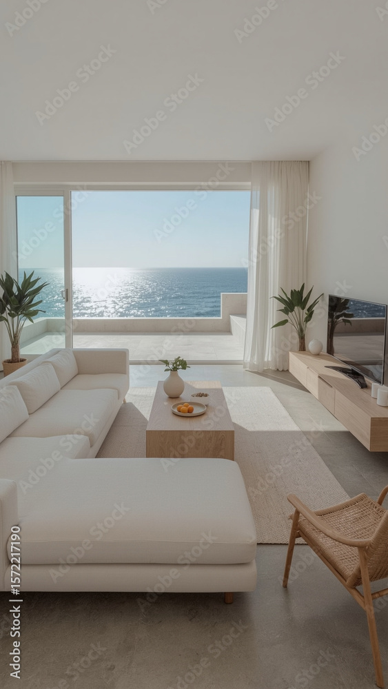 Fototapeta premium Modern living room with fireplace