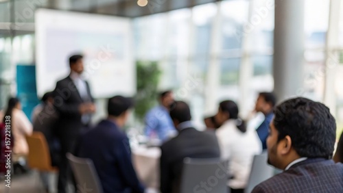 Indian business executives gathered for annual financial report presentation	
