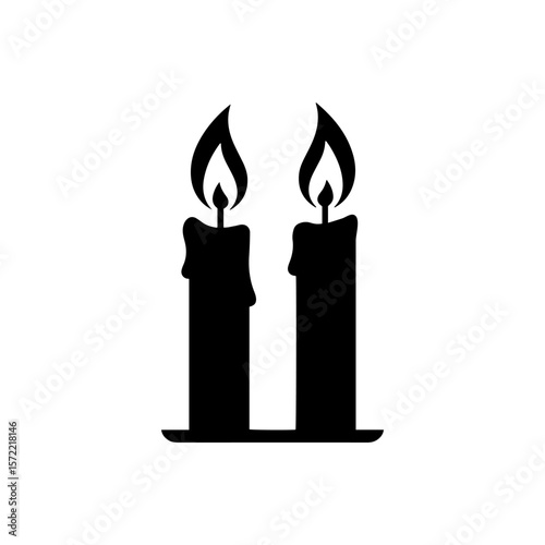 Shabbat candles icon silhouette icon vector flat design.