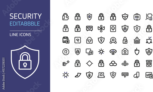 Security editable line icons vector set for web design and mobile app modern outline graphic elements editable stock vector