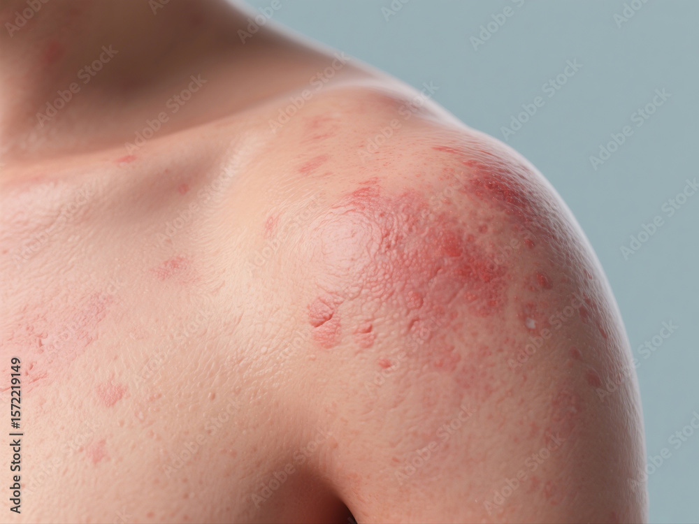 Fototapeta premium Eczema or Mild Skin Rash on Human Skin – Realistic Medical Illustration