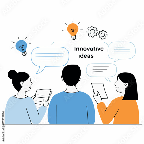 Brainstorming session for innovative ideas and solutions with team collaboration and creative thinking process