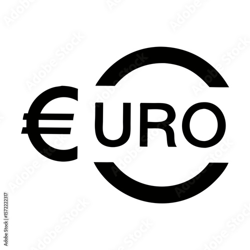 Euro currency symbol with horizontal line euro sign finance