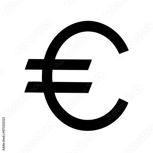 Euro Currency Symbol Silhouette on White Background euro sign finance