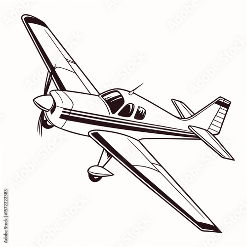 Single engine propeller aircraft in flight airplane aviation