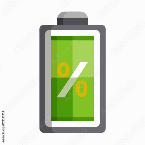 Green battery indicator with percentage symbol power energy