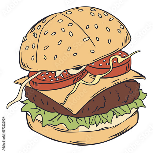 Delicious burger with cheese lettuce and tomato hamburger cheeseburger