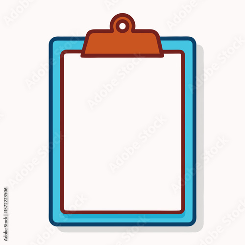 Blue and brown clipboard with white paper writing office