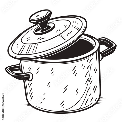 Black and white cooking pot with lid kitchenware cookware