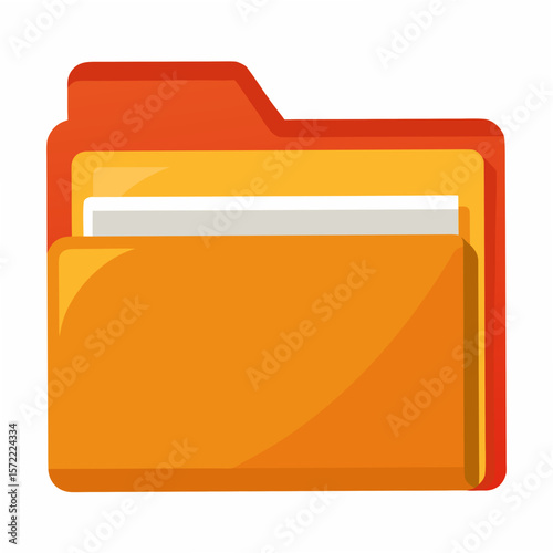 Orange and yellow document folder with white paper vector