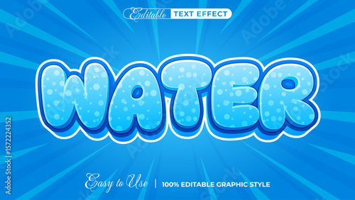 Editable Water Text Effect  Blue Sparkling 3D Style