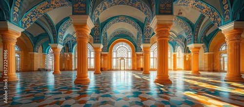 Magnificent Hallway of Azure and Gold
