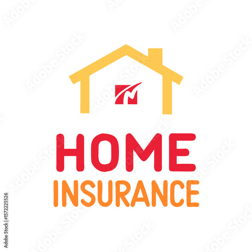 Home insurance logo with house and text orange