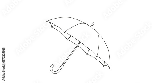 Open umbrella minimal line illustration