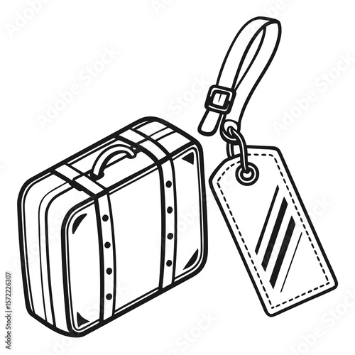 Vintage suitcase with luggage and strap travel