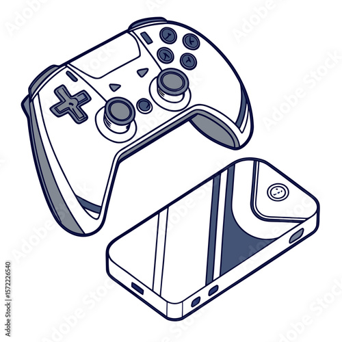 White gaming controller and smartphone illustration mobile gaming technology