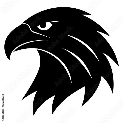Stylized black silhouette of a fierce eagle head profile