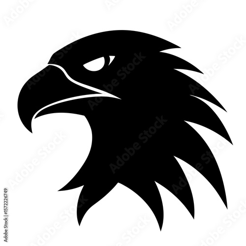 Stylized black silhouette of a fierce eagle head profile