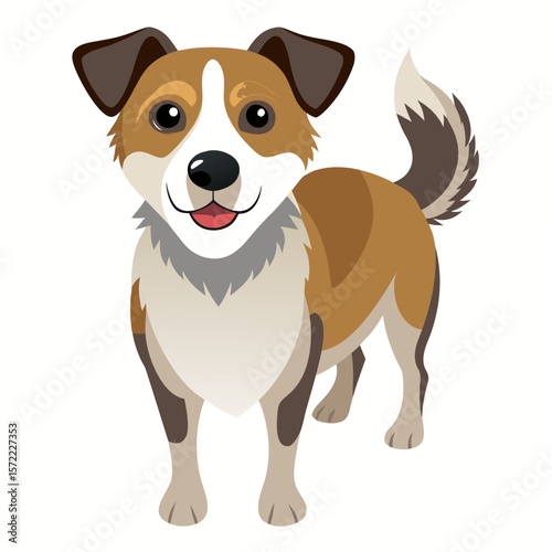 Friendly brown and white dog standing animal canine