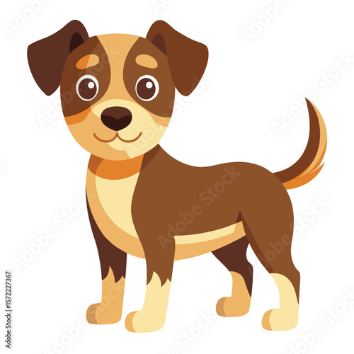 Cute brown and tan cartoon dog standing puppy animal