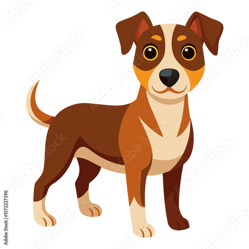 Brown and tan cartoon dog standing animal illustration