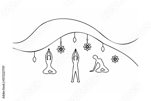 Yoga poses with decorative elements meditation wellness