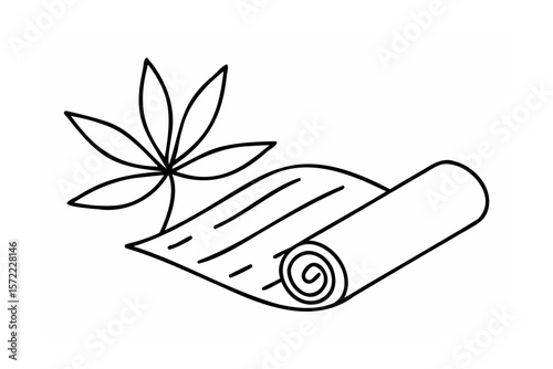 Yoga mat and leaf rolled exercise