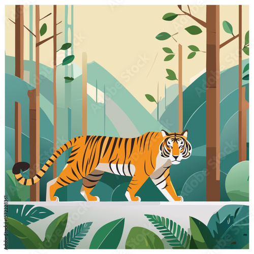 A illustration tiger in wild life