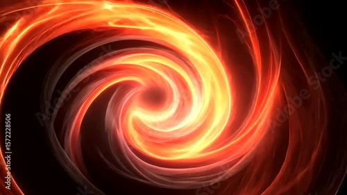 Abstract red energy vortex swirling in dark space, vibrant fiery glow motion
