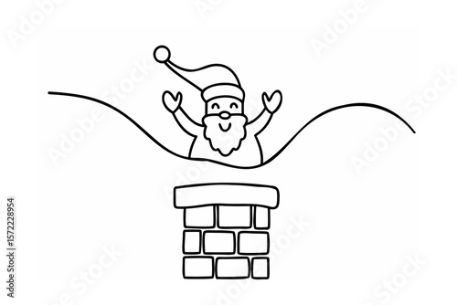 Cheerful santa emerging from chimney christmas holiday
