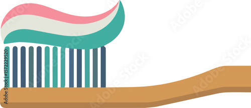 Illustration of a toothbrush with toothpaste for dental care and oral hygiene routine and health concept