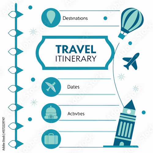 Travel plan with destinations dates and activities itinerary
