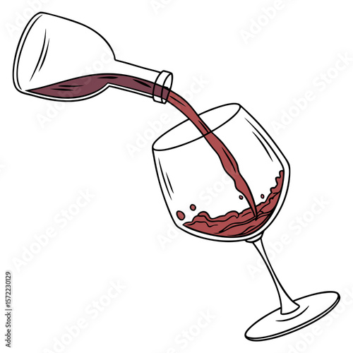 Red wine pouring into wine glass liquid
