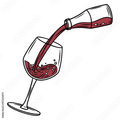 Pouring red wine into a glass beverage
