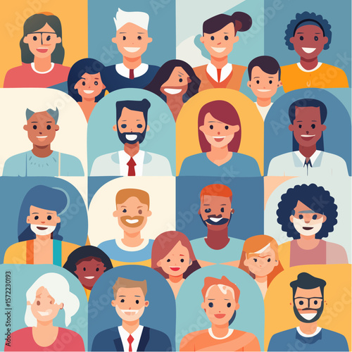 collection of head shots featuring a diverse range of smiling individuals
