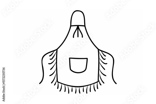 Black and white drawing of a chef's apron cooking kitchen