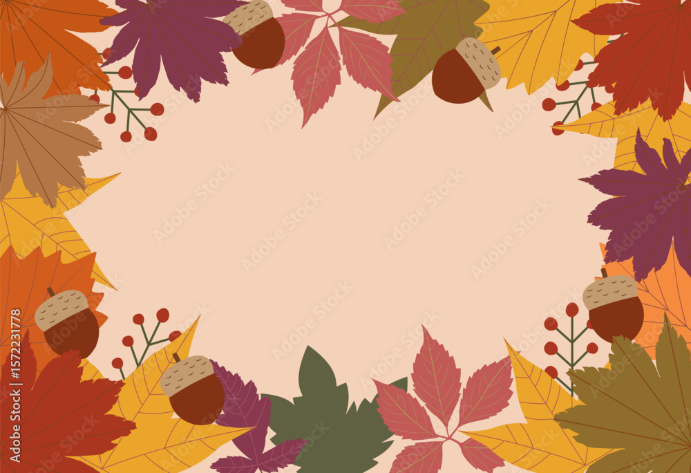 Obraz premium Autumn leaves frame with space for text